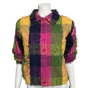 ⭐️Silver Stream Artsy Fringe Cropped Cotton Blazer Size - Small